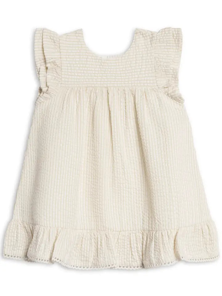LORENA SEERSUCKER DOUBLE RUFFLE DRESS (PRE ORDER)