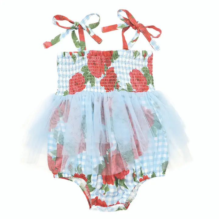 ROSE GINGHAM TUTU ROMPER (PRE ORDER)
