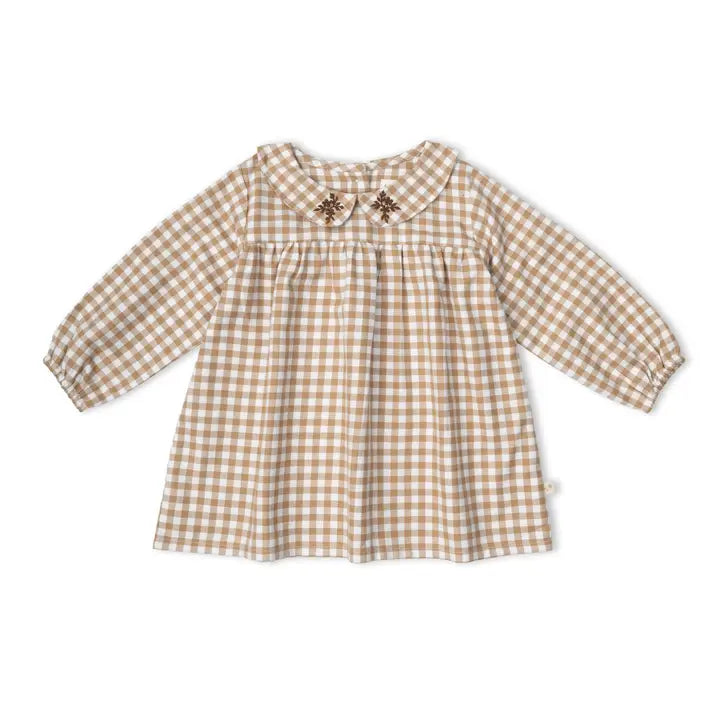 OAT GINGHAM PETER PAN COLLAR DRESS WITH BLOOMERS (PRE ORDER - FALL)