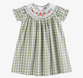 GREEN GINGHAM PUMPKIN RUFFLE DRESS