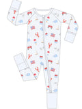 COASTAL AMERICANA ZIP PAJAMAS (PRE ORDER - JUNE)