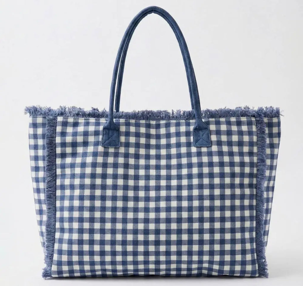 GINGHAM CHECK TOTE DIAPER BAG