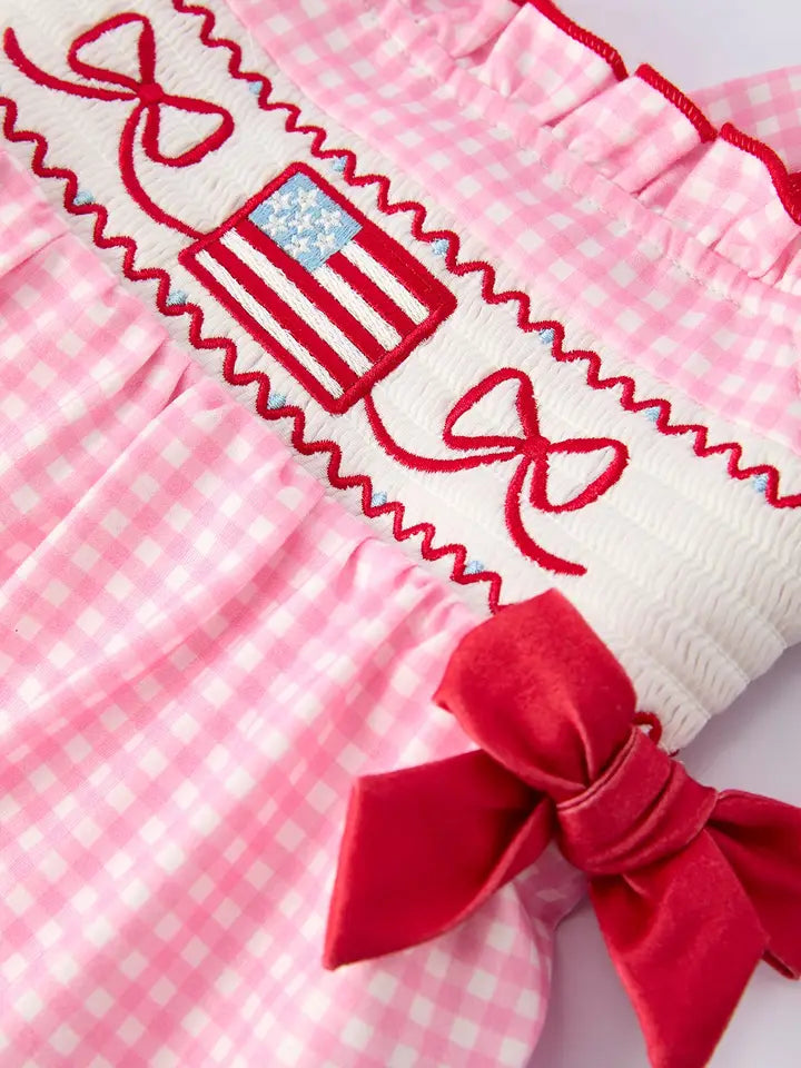 PINK PLAID JULY 4TH ROMPER (PRE ORDER-JUNE)