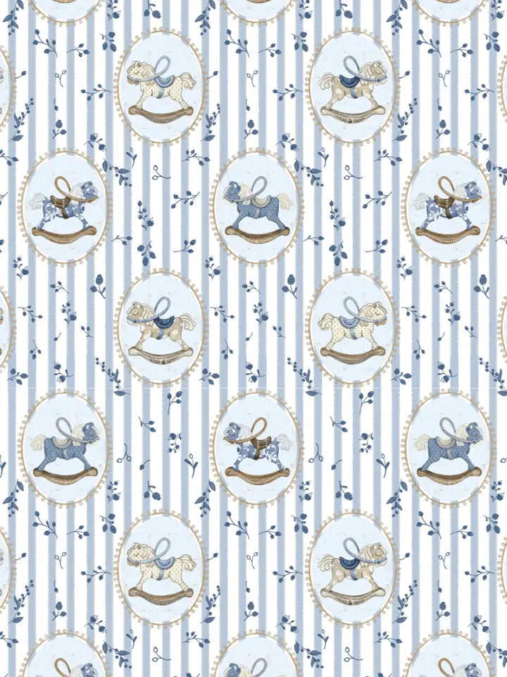 BLUE ROCKING HORSE BLANKET