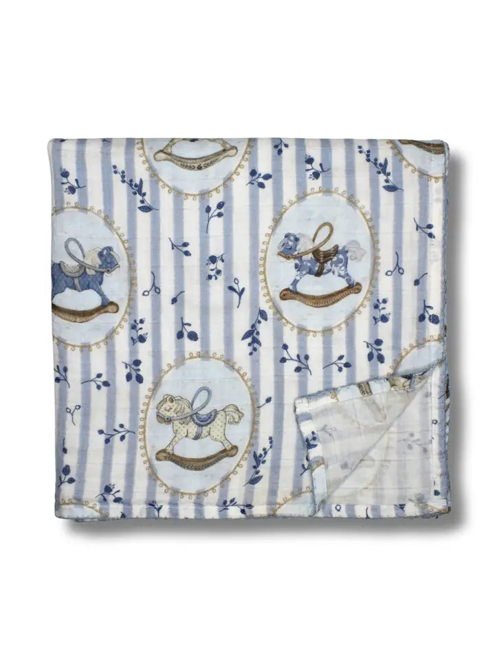 BLUE ROCKING HORSE BLANKET