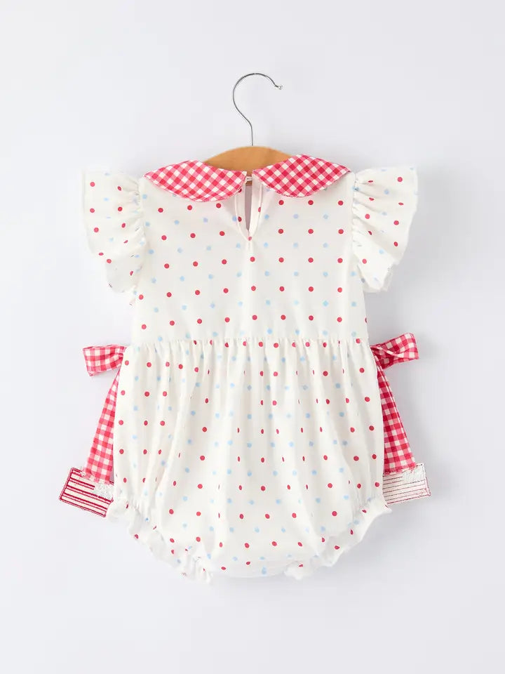 POLKA DOT BOW ROMPER BUBBLE (PRE ORDER-JUNE)