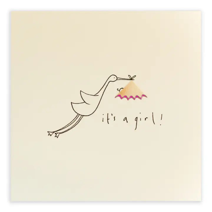 BABY GIRL STORK GREETING CARD