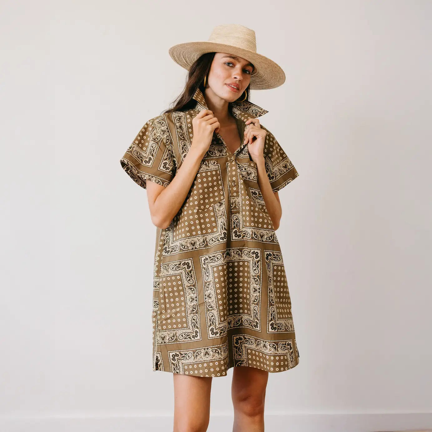 OLIVE BANDANA MINI DRESS