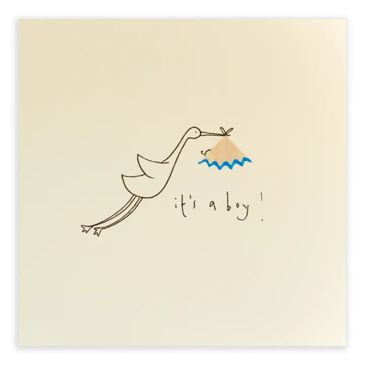 BABY BOY STORK GREETING CARD