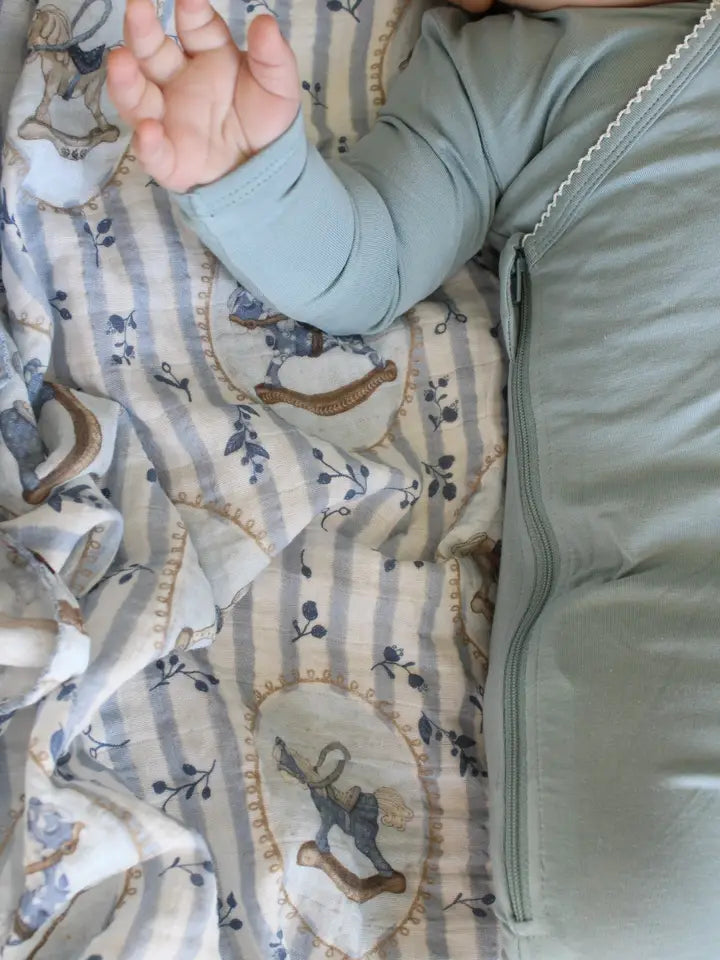 BLUE ROCKING HORSE BLANKET